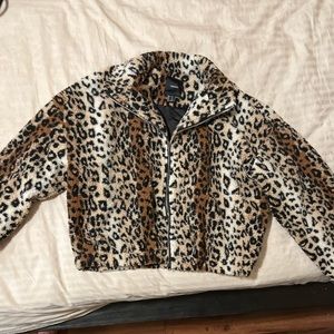 Cheetah print cropped coat